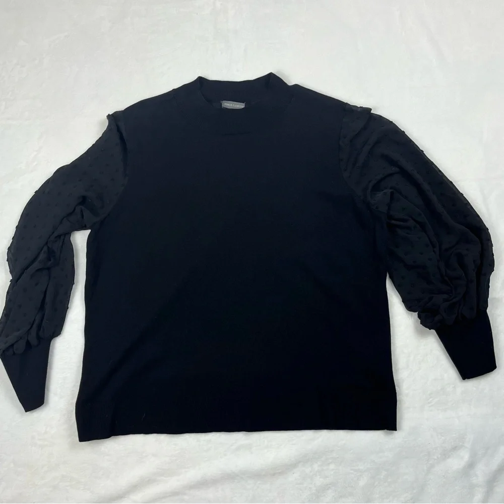 Vince Camuto Black Mock Neck Sweater with long lace sleeves - size XXL - Picture 2 of 6